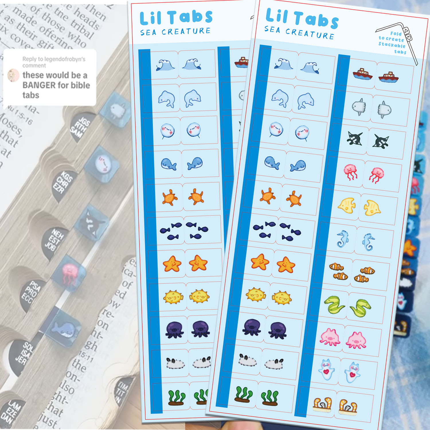 Memo Pad Sticky - Schede adesive Lil Tab Creature marine,