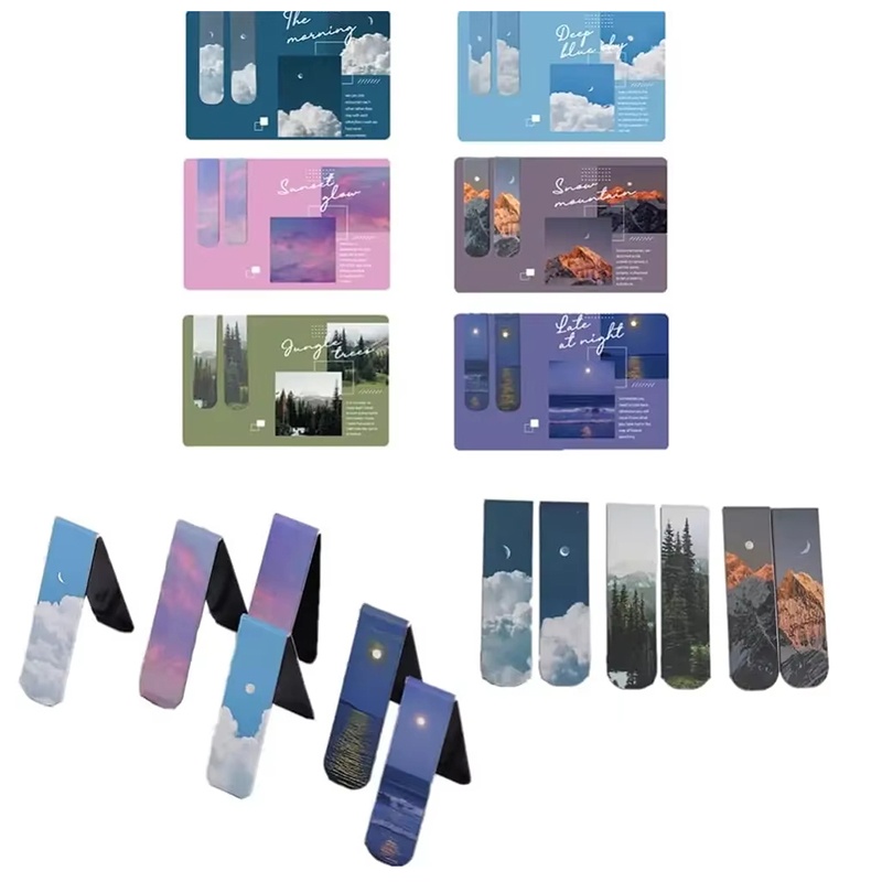 Bookmark Magnetic Clip - 2 segnalibri magnetici a tema paesaggistico,